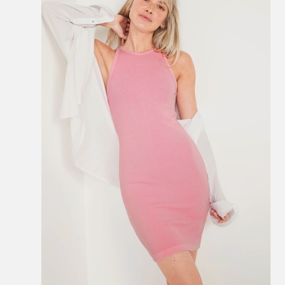 Old Navy Women's Pink Fitted Sleeveless Rib Knit Mini Dress Size 2X NWT!